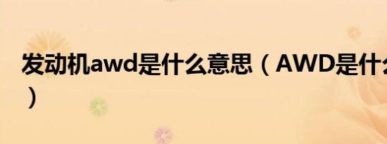 发动机awd是什么意思（AWD是什么发动机）