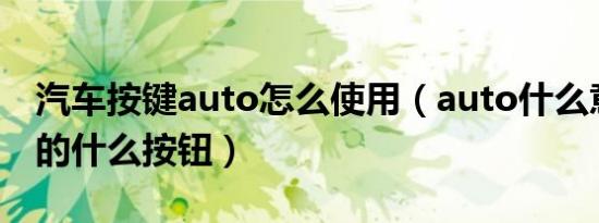 汽车按键auto怎么使用（auto什么意思车上的什么按钮）