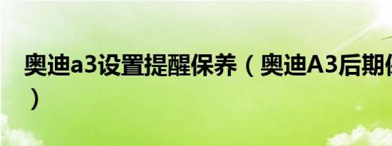 奥迪a3设置提醒保养（奥迪A3后期保养贵吗）