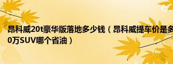昂科威20t豪华版落地多少钱（昂科威提车价是多少钱 18-20万SUV哪个省油）