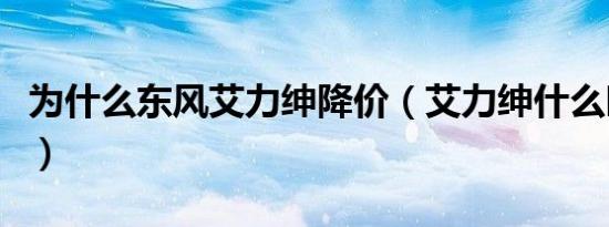 为什么东风艾力绅降价（艾力绅什么时候换代）
