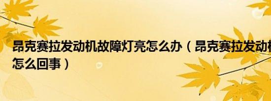 昂克赛拉发动机故障灯亮怎么办（昂克赛拉发动机故障灯亮怎么回事）