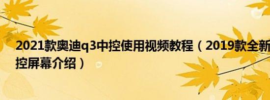 2021款奥迪q3中控使用视频教程（2019款全新奥迪Q3中控屏幕介绍）