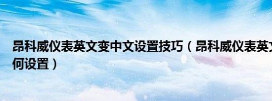 昂科威仪表英文变中文设置技巧（昂科威仪表英文变中文如何设置）