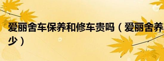 爱丽舍车保养和修车贵吗（爱丽舍养车费用多少）