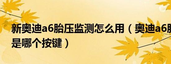 新奥迪a6胎压监测怎么用（奥迪a6胎压监测是哪个按键）