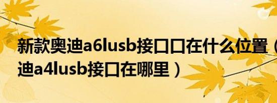 新款奥迪a6lusb接口口在什么位置（13款奥迪a4lusb接口在哪里）