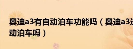 奥迪a3有自动泊车功能吗（奥迪a3进取有自动泊车吗）