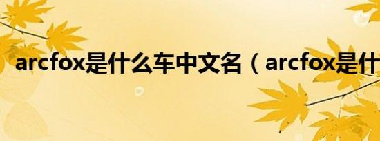 arcfox是什么车中文名（arcfox是什么车）