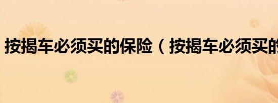 按揭车必须买的保险（按揭车必须买的保险）