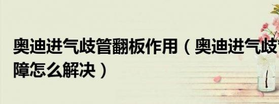 奥迪进气歧管翻板作用（奥迪进气歧管翻板故障怎么解决）