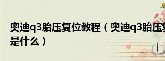 奥迪q3胎压复位教程（奥迪q3胎压复位步骤是什么）