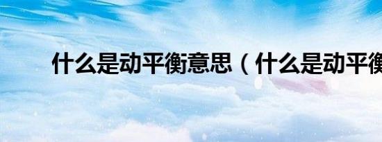 什么是动平衡意思（什么是动平衡）