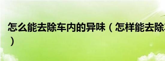 怎么能去除车内的异味（怎样能去除车内异味）