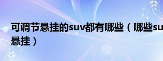 可调节悬挂的suv都有哪些（哪些suv是可调悬挂）