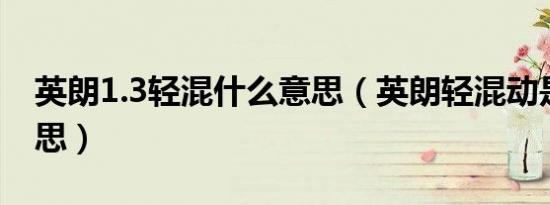 英朗1.3轻混什么意思（英朗轻混动是什么意思）