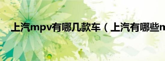 上汽mpv有哪几款车（上汽有哪些mpv）