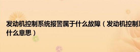 发动机控制系统报警属于什么故障（发动机控制系统故障是什么意思）