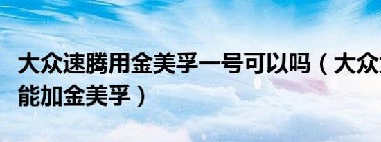 大众速腾用金美孚一号可以吗（大众为什么不能加金美孚）