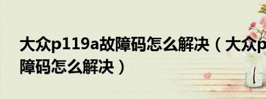 大众p119a故障码怎么解决（大众p119a故障码怎么解决）