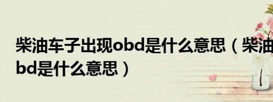 柴油车子出现obd是什么意思（柴油车上的obd是什么意思）