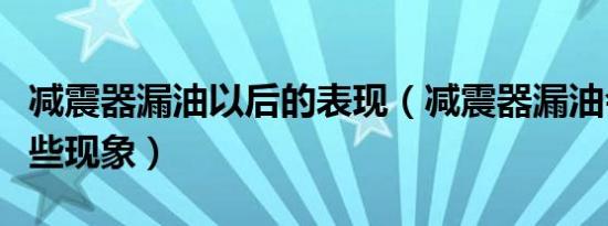 减震器漏油以后的表现（减震器漏油会出现哪些现象）