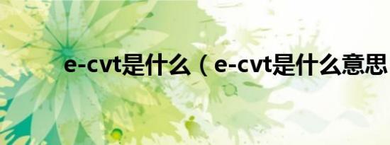 e-cvt是什么（e-cvt是什么意思）