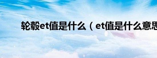 轮毂et值是什么（et值是什么意思）