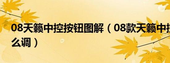 08天籁中控按钮图解（08款天籁中控时间怎么调）