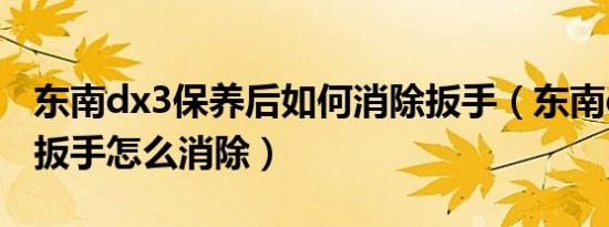 东南dx3保养后如何消除扳手（东南dx3保养扳手怎么消除）