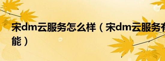 宋dm云服务怎么样（宋dm云服务有哪些功能）