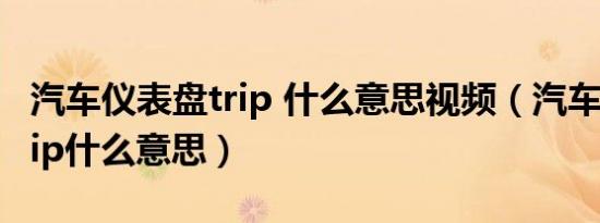 汽车仪表盘trip 什么意思视频（汽车仪表盘trip什么意思）