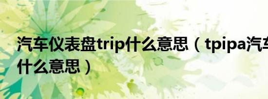 汽车仪表盘trip什么意思（tpipa汽车仪表盘什么意思）