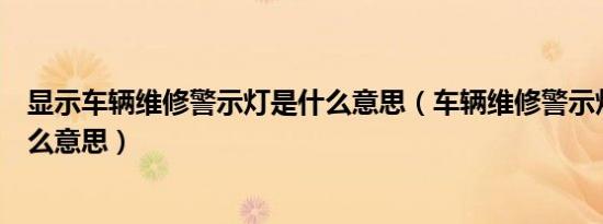 显示车辆维修警示灯是什么意思（车辆维修警示灯亮了是什么意思）
