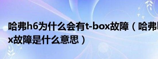 哈弗h6为什么会有t-box故障（哈弗h6t一box故障是什么意思）