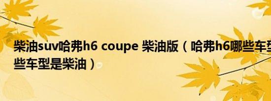 柴油suv哈弗h6 coupe 柴油版（哈弗h6哪些车型是汽油哪些车型是柴油）
