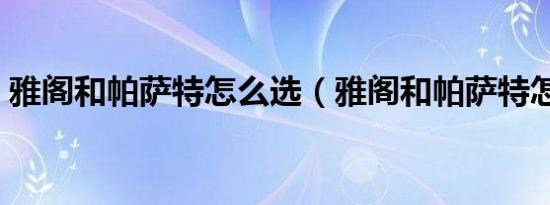 雅阁和帕萨特怎么选（雅阁和帕萨特怎么选）