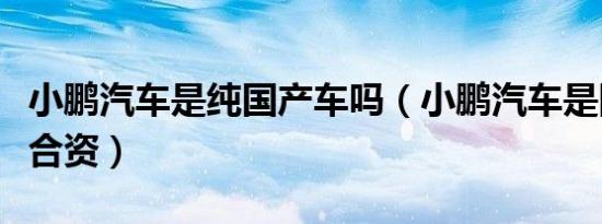 小鹏汽车是纯国产车吗（小鹏汽车是国产还是合资）
