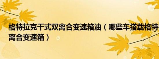 格特拉克干式双离合变速箱油（哪些车搭载格特拉克7速双离合变速箱）