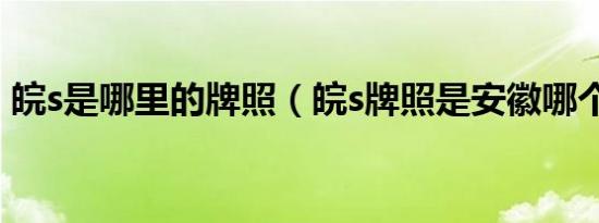 皖s是哪里的牌照（皖s牌照是安徽哪个地方）