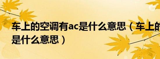 车上的空调有ac是什么意思（车上的空调ac是什么意思）