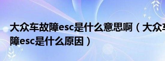 大众车故障esc是什么意思啊（大众车显示故障esc是什么原因）