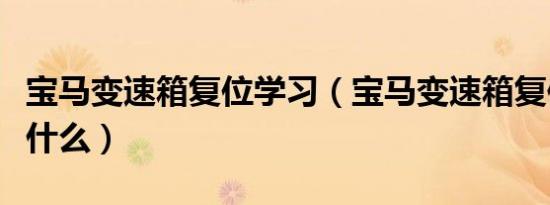 宝马变速箱复位学习（宝马变速箱复位教程是什么）
