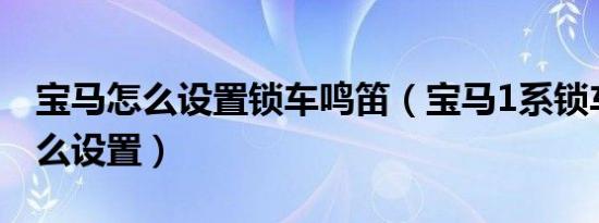 宝马怎么设置锁车鸣笛（宝马1系锁车鸣笛怎么设置）