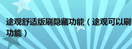 途观舒适版刷隐藏功能（途观可以刷哪些隐藏功能）