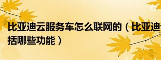比亚迪云服务车怎么联网的（比亚迪云服务包括哪些功能）