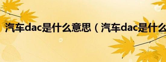 汽车dac是什么意思（汽车dac是什么意思）