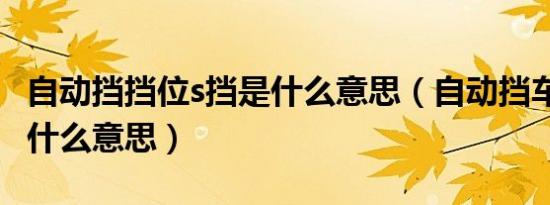 自动挡挡位s挡是什么意思（自动挡车s档位是什么意思）
