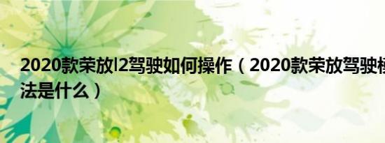 2020款荣放l2驾驶如何操作（2020款荣放驾驶模式使用方法是什么）