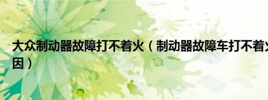 大众制动器故障打不着火（制动器故障车打不着火是什么原因）
